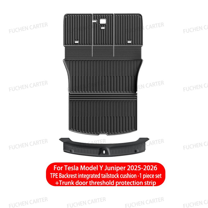 For Tesla Model Y Juniper 2025 2026 TPE Car Front Rear Trunk Mat Waterproof Wear-resistant All Weather Trunk Mats Backrest Mats