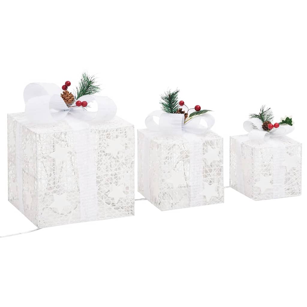 Gift Box Decoration Set 3 Pcs White for Indoor & Outdoor Use