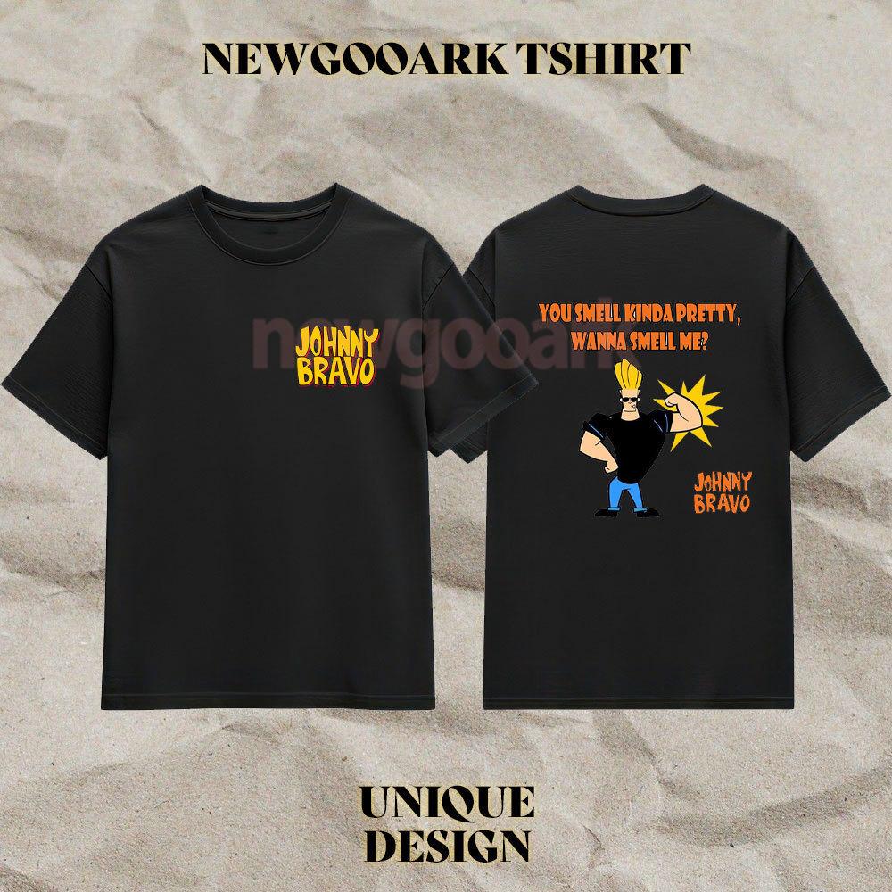 Johnny Bravo Unisex Bawełniane Klasyczne Koszulki z Graficznym Nadrukiem Kobieta Mężczyzna Kreskówka Krótki Rękaw Okrągły Dekolt Codzienne Bawełniane Koszulki Streetwear