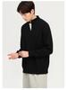 Men's 2025 Winter Black Fleece-Lined Half-Zip Stand Collar Sweatshirt