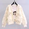 Pullover Damen Herbst und Winter Oberbekleidung Retro Japanischer Lazy Style V-Ausschnitt Schleife Locker gestrickte Strickjacke
