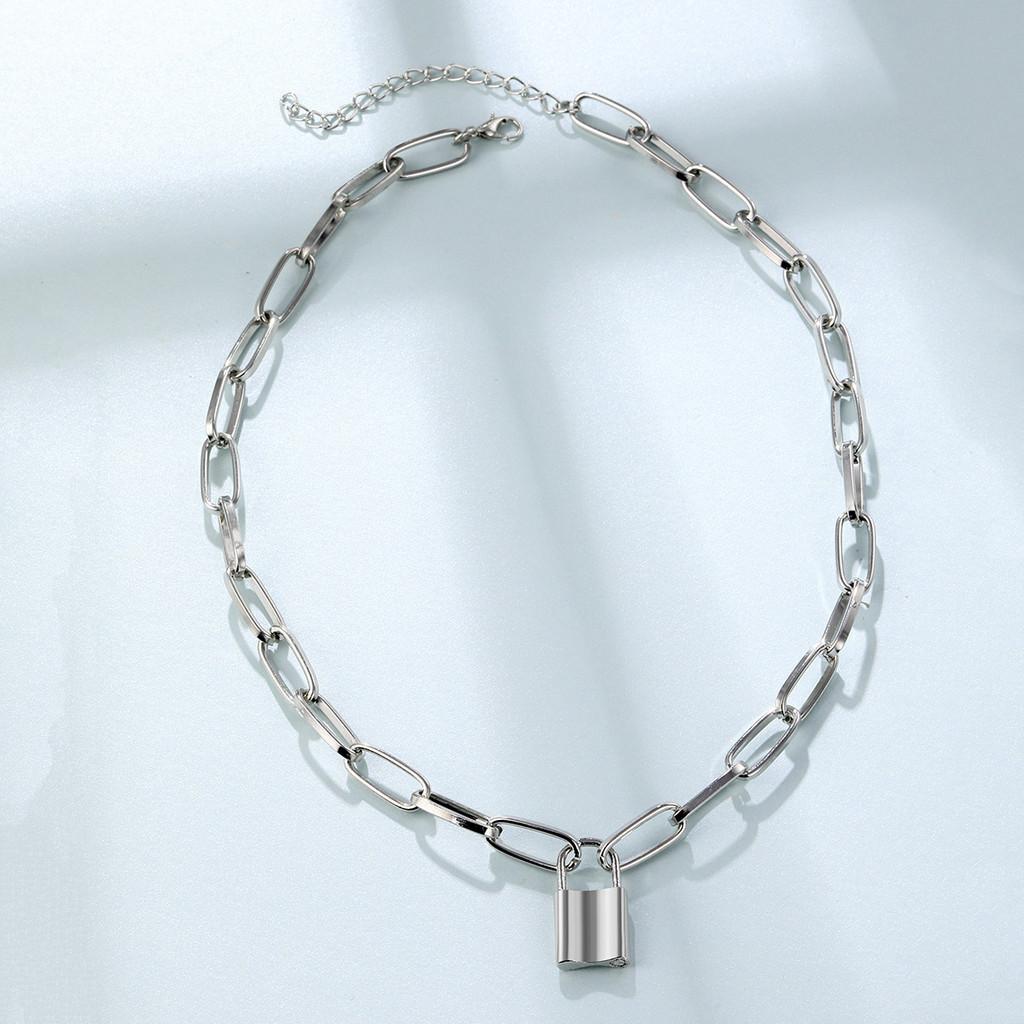 Trendy And Bold Geometric Lock Necklace For Women With Durable Alloy And Unique Layered Design Perfect For Chic Fashion Looks An