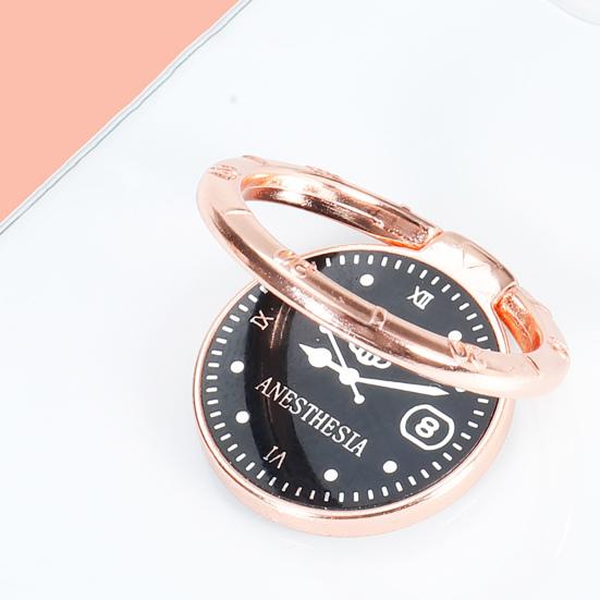 Kreativní držák na prstýnek na telefon, otočný o 360 stupňů, držák na podložku se samolepicí zadní stranou s hodinami