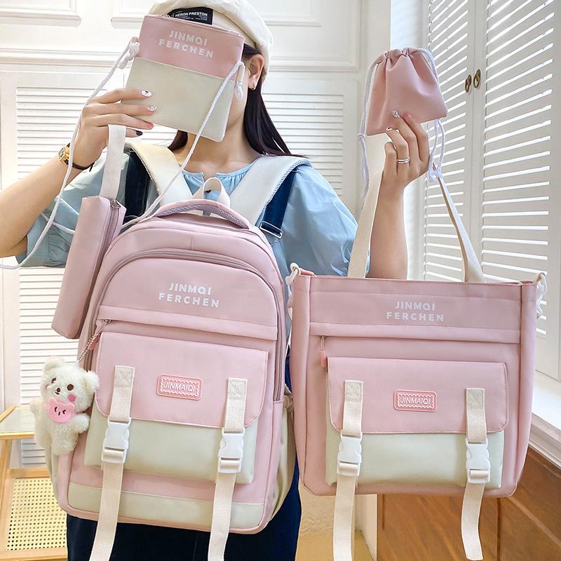 School Bag Primary School Students Children's School Backpack Junior High School Students Middle School Students Five Piece Backpack