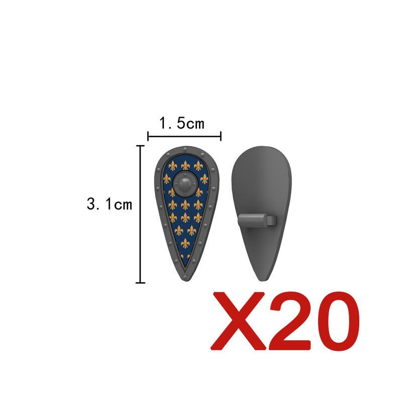 MOC Mittelalterliche Bausteine Charakter Ritter Krieger Zubehörset Helm Schulterrüstung Schild Bogen Pfeil Stein Geschenk Spielzeug X022