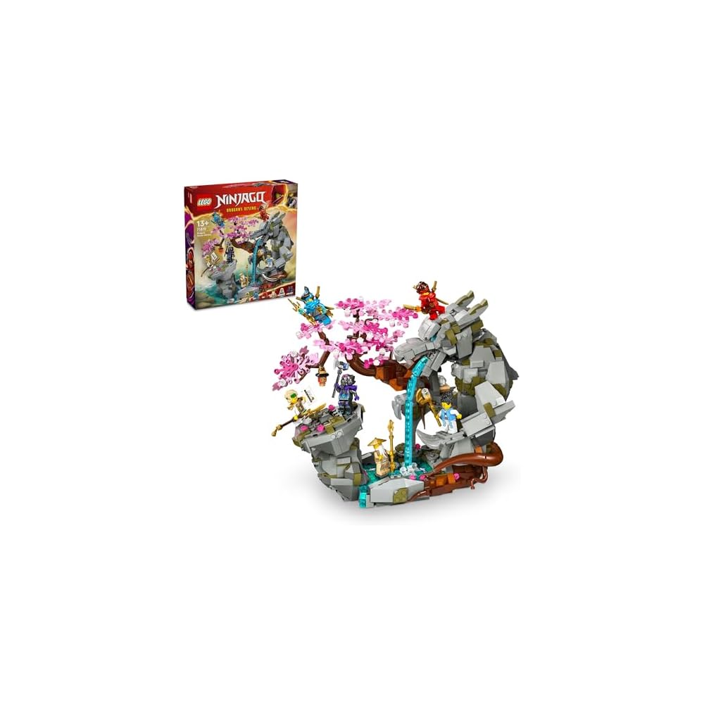 LEGO Ninjago Dragonstone Waterfall Building Set 71819 for Kids with Robots and Action Features