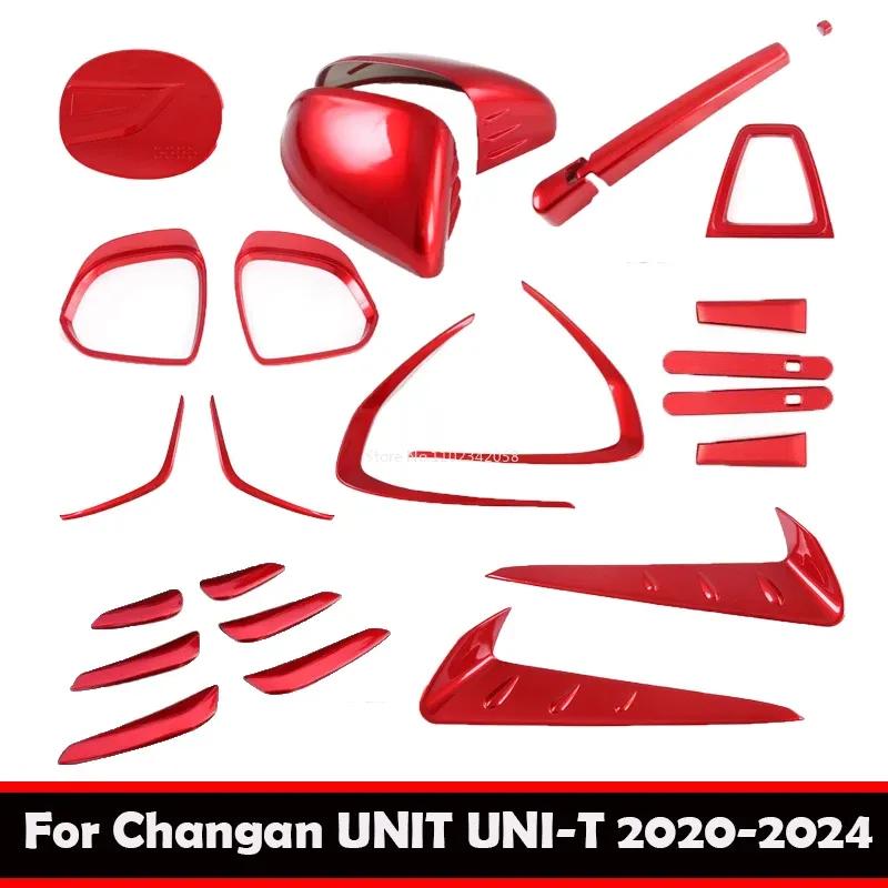 For Changan UNIT UNI-T -2024 Red Look Car External Accessories Rearview Mirrior Door Handle Front Foglight Lamp Cover Trim