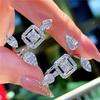 ZAKOL Luxury Sliver Color AAA Cubic Zircon Square CZ Open Rings for Women Exquisite Engagement Wedding Zircon