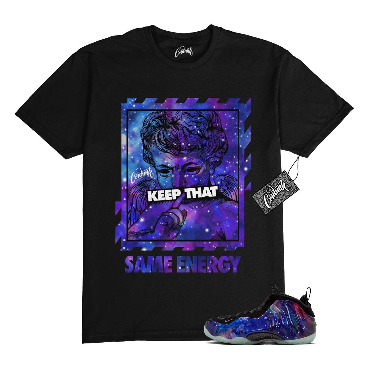 Galaxy Foamposite One Zoom Rookie Obsidian Black Anthracite T Shirt Match ENERGY XL