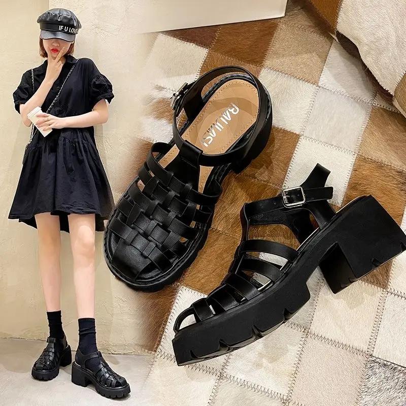 Fashion Ladies Shoes Sandals for Women Outdoor Summer 2024 Roman Style Footwear Platform H Comfortable and Elegant Chic Shoe Vintage F