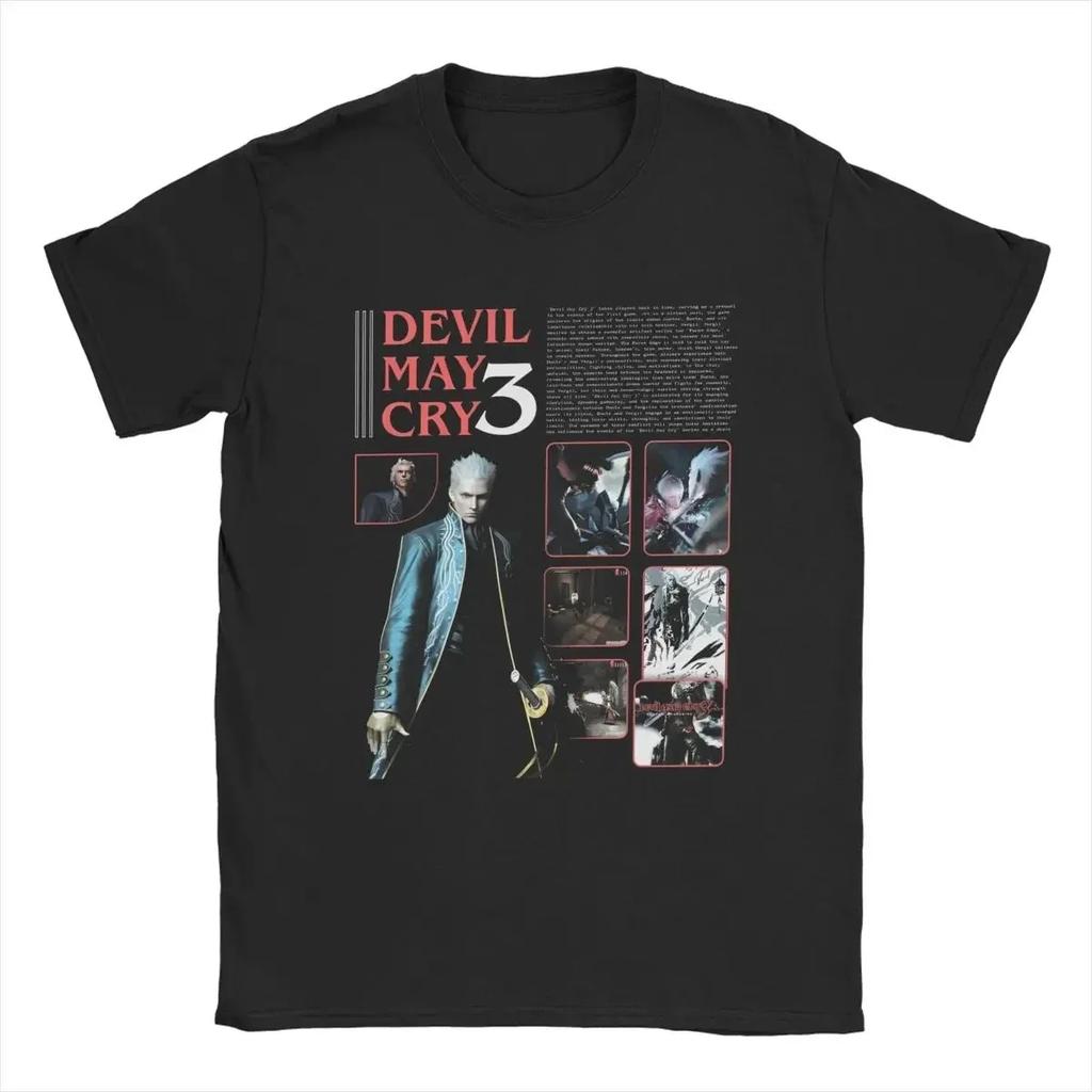 Dante Devils 3 T-Shirts Men Action Game DMC May Cry Hipster Cotton Tee Round Collar Short Sleeve T Shirts Big Size Merchandise
