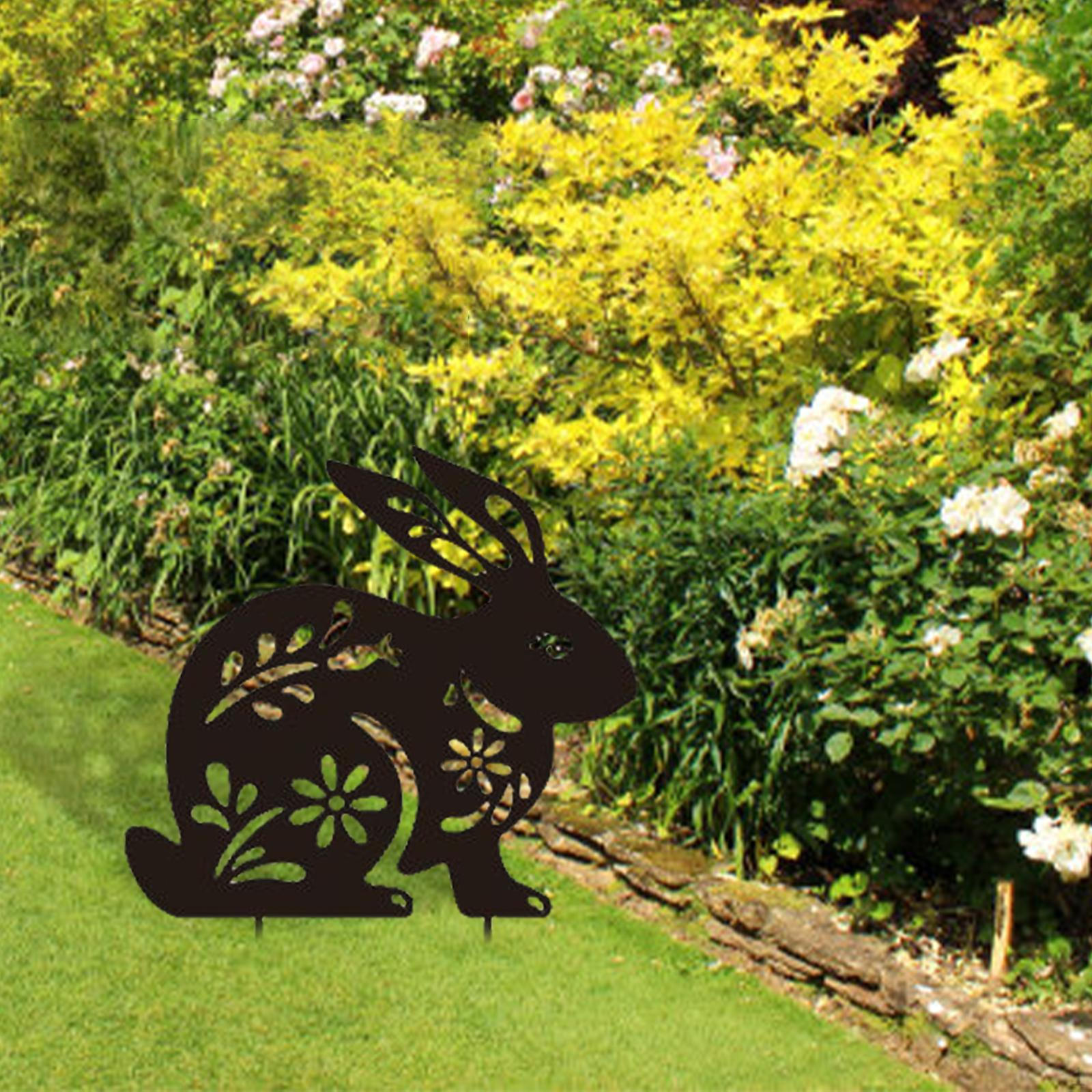 Animal Statue Garden Decor Easter Figurines Decorative Iron Lifelike Stakes Ornaments B