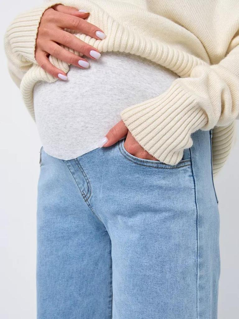 Maternity High-Waisted Slimming Straight Leg Jeans - Versatile European American Fashion.