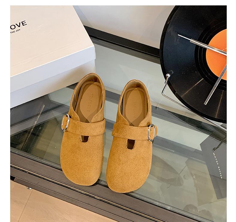 All-inclusive Birkenstocks women's autumn 2025 new belt buckle flat-soled single shoes light and comfortable loafers Doudou shoes