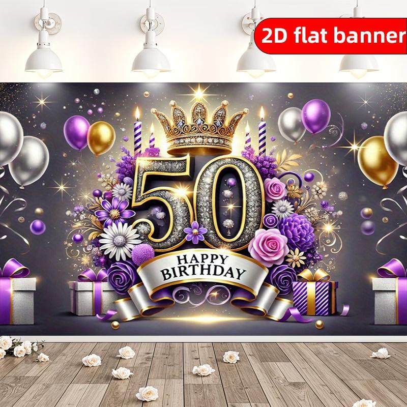 Happy 50th Birthday Background Cloth Flag Party Background Tapestry Indoor and Outdoor Banners