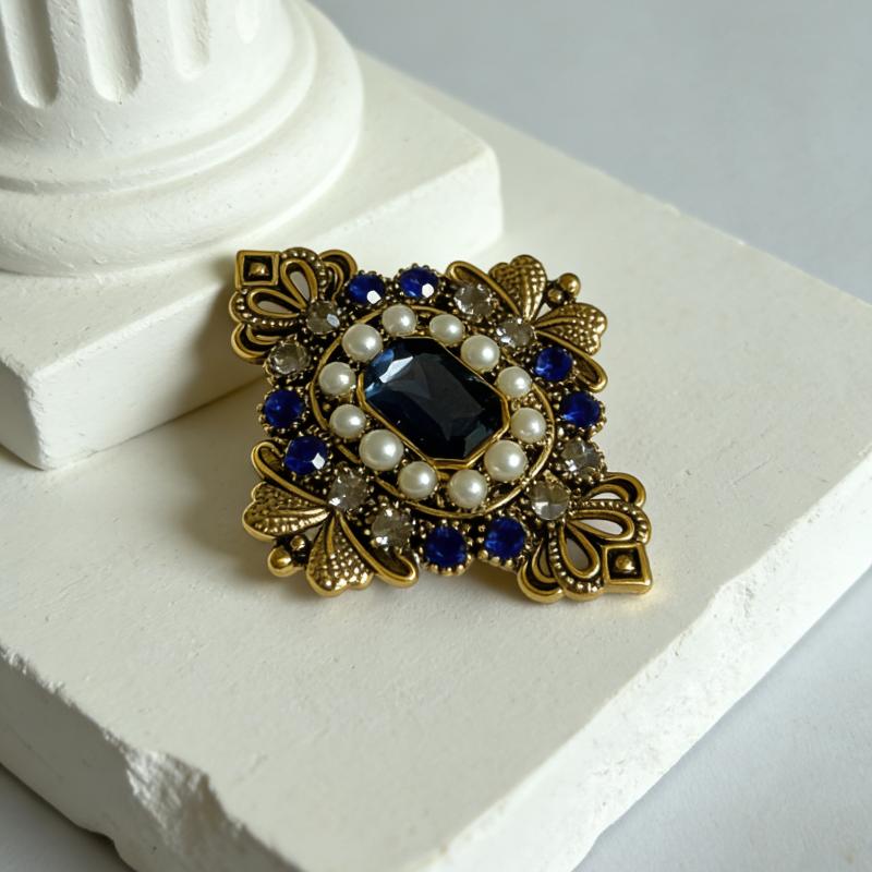

[HF]#1Pc Vintage Baroque Pearl Rhinestone Crystal Brooches For Women Coat Jewelry Accessries Gifts