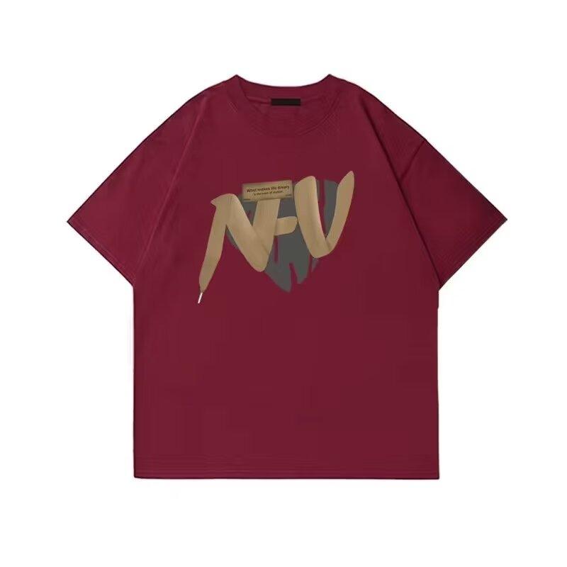 Men'S Trendy Letter Round Neck Printed Short Sleeved T-Shirt For Summer Ins Loose Casual Top