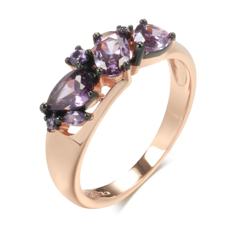 

Luxury Purple Natural Zircon Ring For Women Rose Gold And Black Plating Vintage Wedding Party Daily Fine Jewelry 10