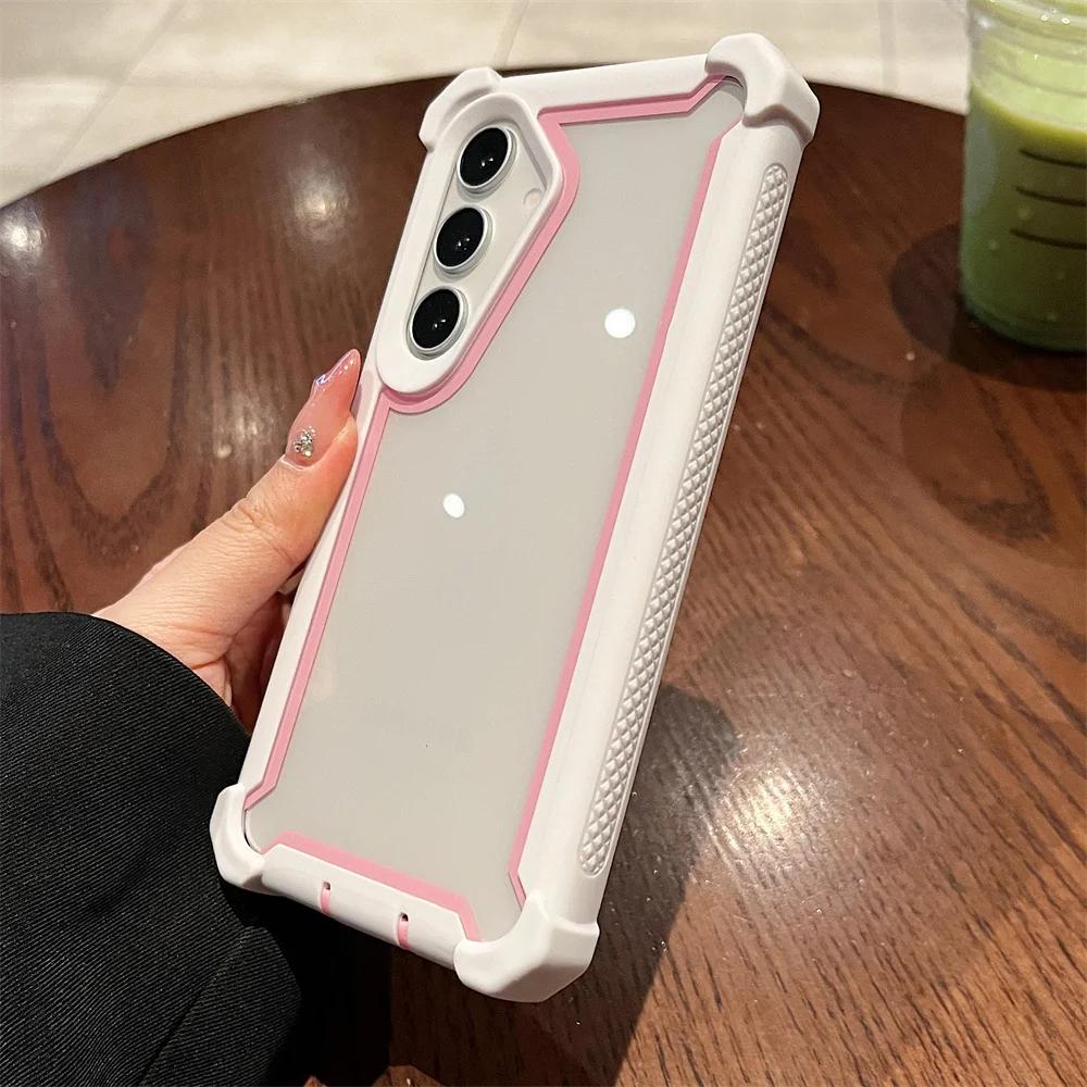 Kraftigt dubbellagers genomskinligt lyxigt mobilskal för Samsung Galaxy A06 A12 A15 A16 A21 A23 A24 A25 A35 A51 A54 A55 A56 Skydd