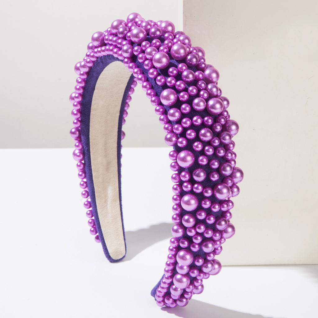 Hairband Sponge Hair Accessory for Women, Handmade with Sequins, in Multiple Colors, Wide-edge Headband