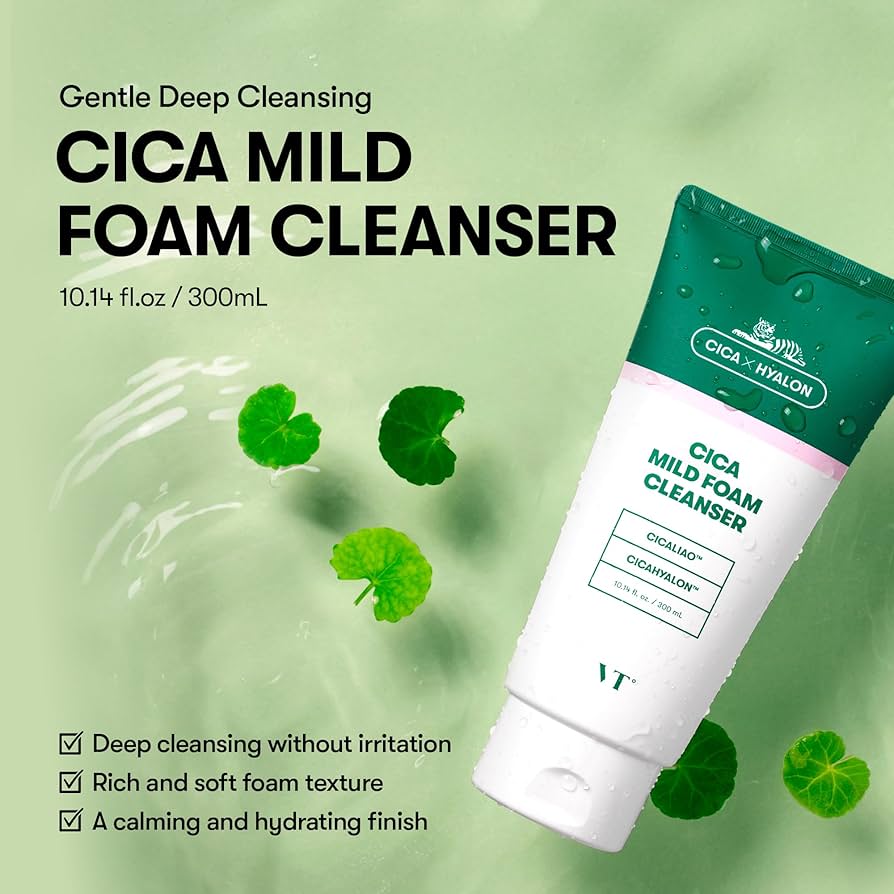 

VT Cosmetics Cica Mild Foam Cleanser 300ml +RANDOM GIFT