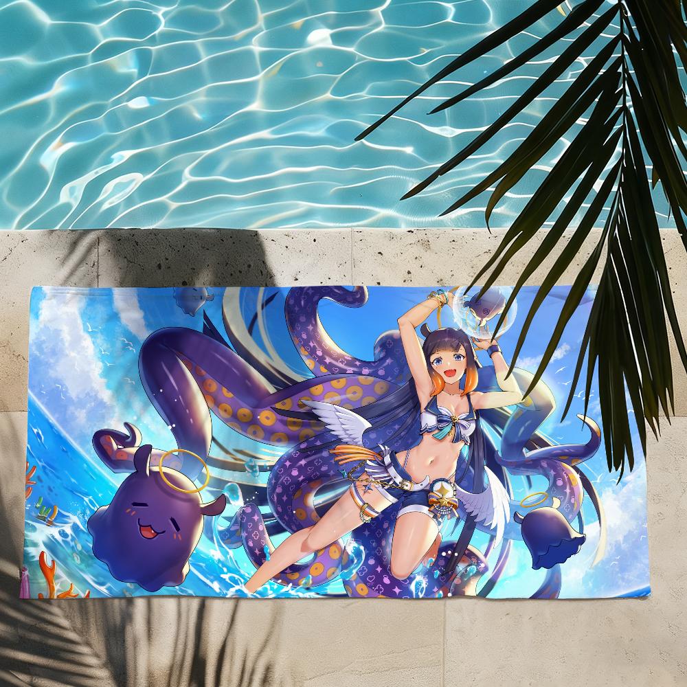 Singer Ninomae Ina N-Nis VTuber Towel Soft Lightweight Anti-Sand Large Beach Towel Quick-Drying Bath Sports Family