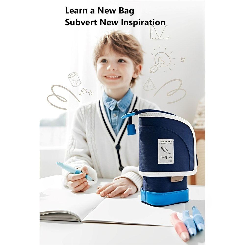 2-in-1 Retractable Pencil Bag Portable Student Pen Holder Stationery Storage Bag  School Supplies