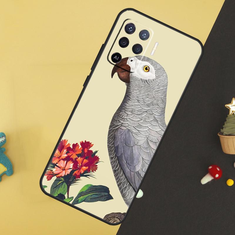 African Grey Parrot For OPPO A78 A98 A58 A54 A74 A94 A76 A96 A5 A9 A52 A72 A77 A79 A53S A57S A15 A16 A17 Case