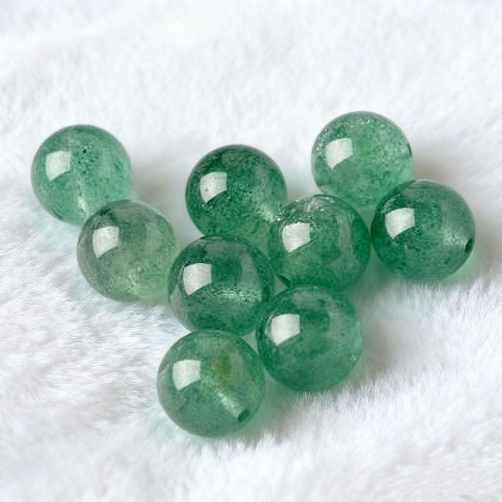 Green Strawberry Quartz Round Beads Bracelet - DIY Jewelry Accessories.
