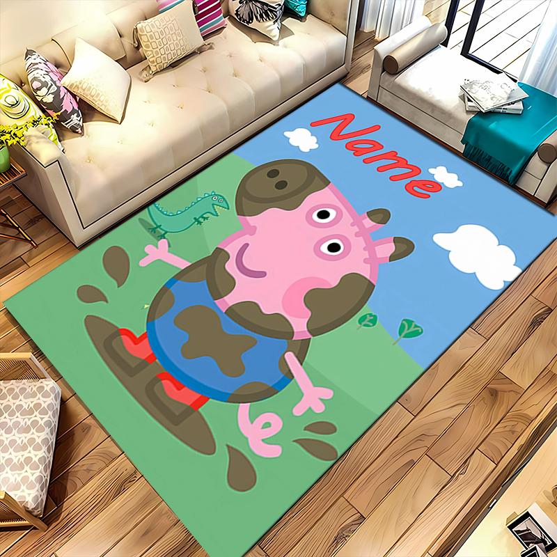 Custom personalization Peppa Pig Area Rug - Perfect For Kitchen, Bathroom,Laundry Room Decor Large Size Available,Gift All Seasons