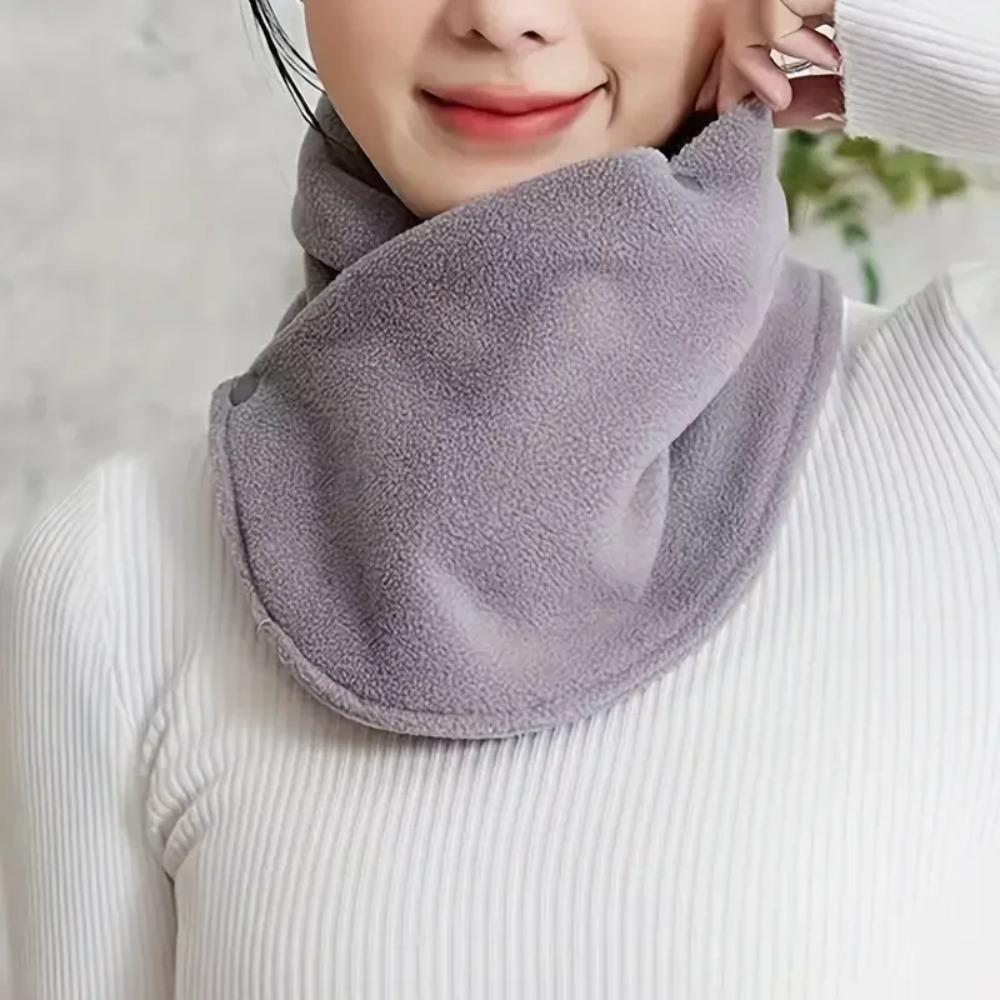 

Classic solid color neck warmer with snap closure warm velvet cover for winter outdoor activities use One Size серый