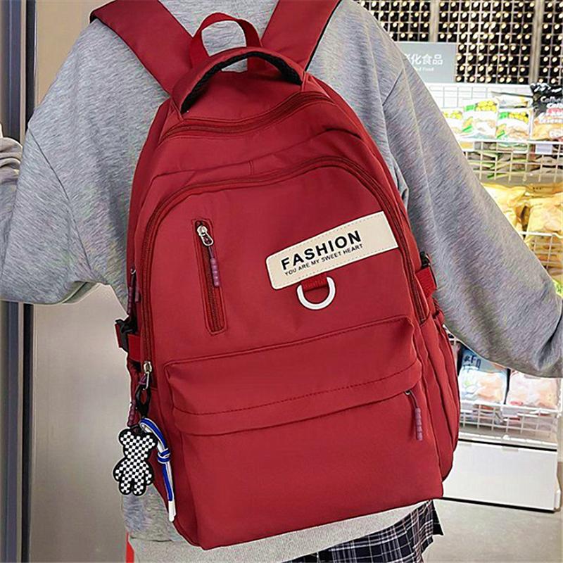 Solid Color Trendy Simple and Versatile College Students Backpack Large Capacity Travel Leisure Backpack