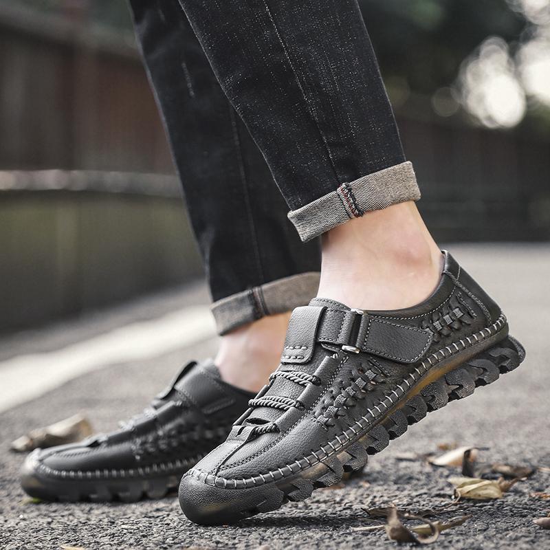 Fashion 2024 New Men Casual Leather Shoes Comfy High Quality Fashion Handmade Designer Flat Shoes Classic Outdoor Non-slip Walking Shoes