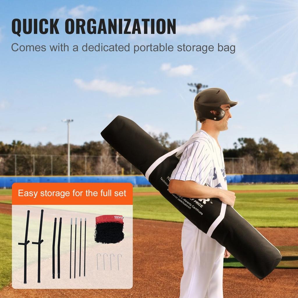 7x7 Ft Baseball Softball Practice Net, Portable Baseball Training Net for Hitting Batting Catching Pitching, Backstop Baseball Equipment Training Aids