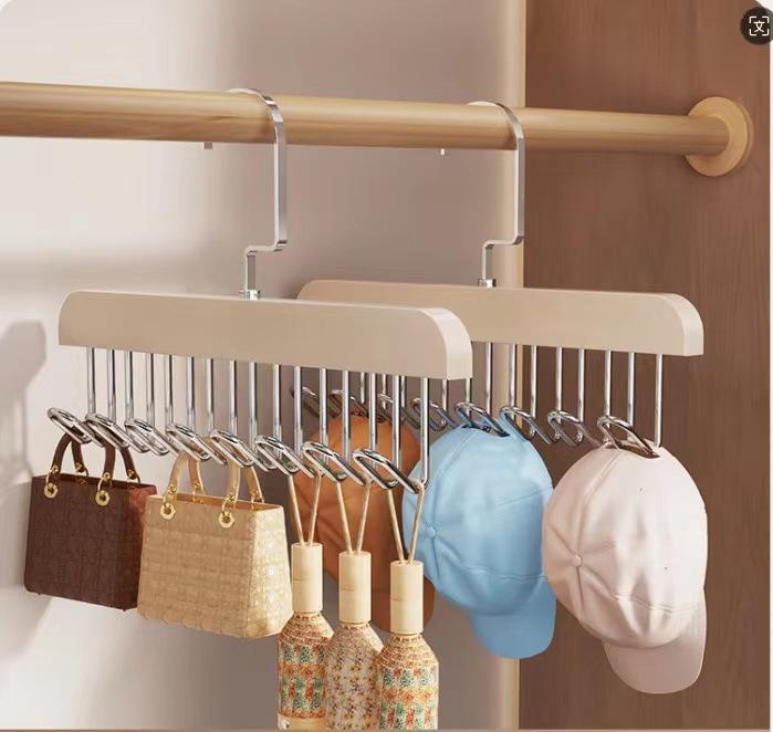 Solid Wood 8 Hook Hanger, Underwear, Vest, Tie Multi-Functional Hook, Suitable For Dormitory, Apartment, Bedroom Finishing