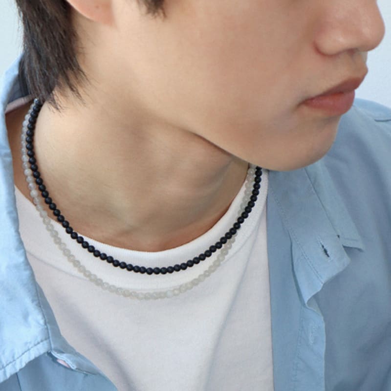 FAHRRAD TROPHY BT Edelstein Halskette (4mm Clear-Filled Jade_Hellgrau)