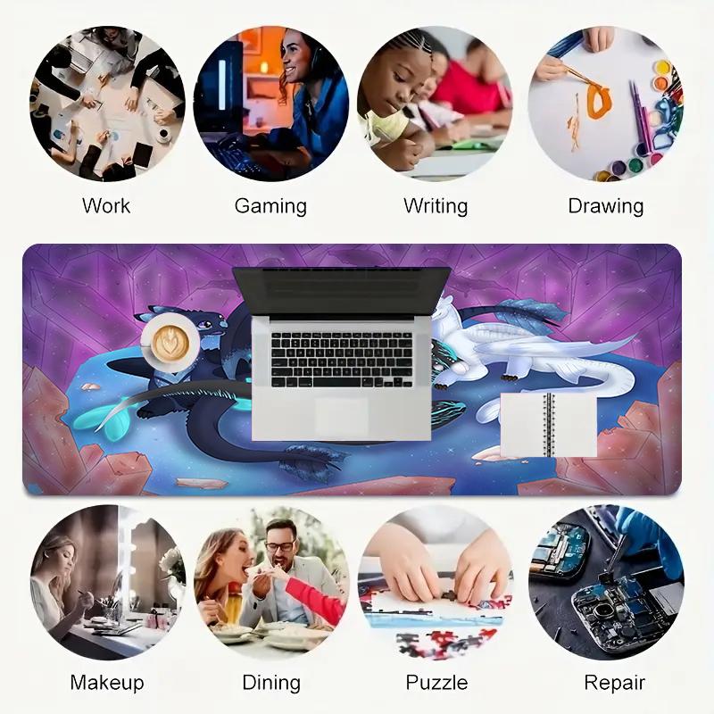 1Pc Fantasy Dragon Family Gaming Mouse Pad Keyboard Desk Mat Non-slip Rubber Lock Edge Waterproof Computer Mousepad for Office Home Decor Y121