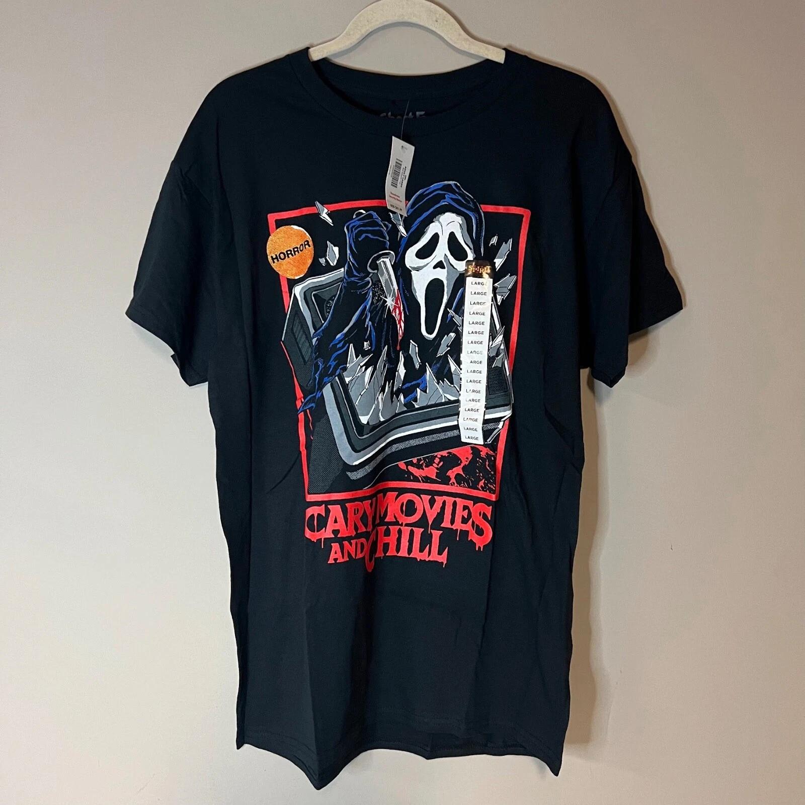 NWT Ghost Face Scream Scary Movies & Chill Graphic T-Shirt Horror Adult L L