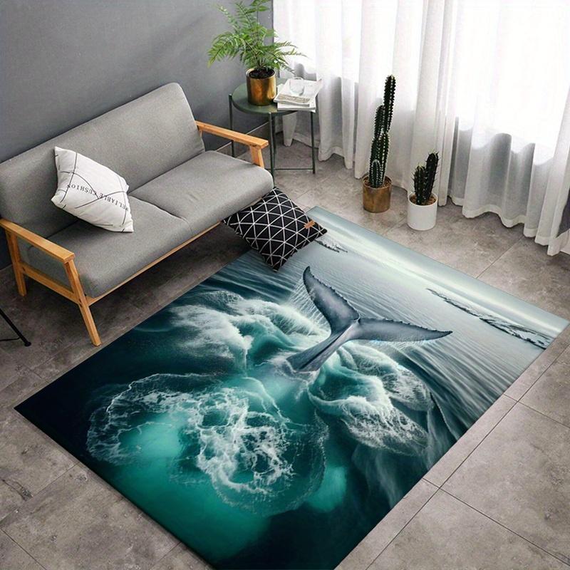 Floor Mat Crystal Velvet Non-Slip Carpet Rug - Killer Whale Tail Printed Floor Mat, Extra Large
