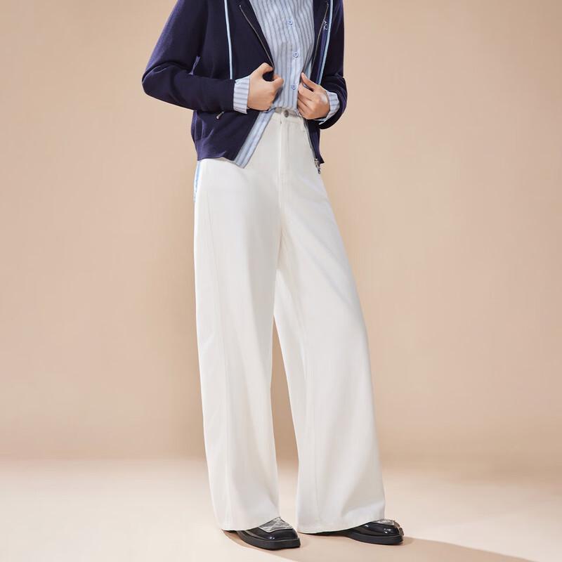 IEF Women's 2025 Fall Solid Wide-Leg Denim Trousers