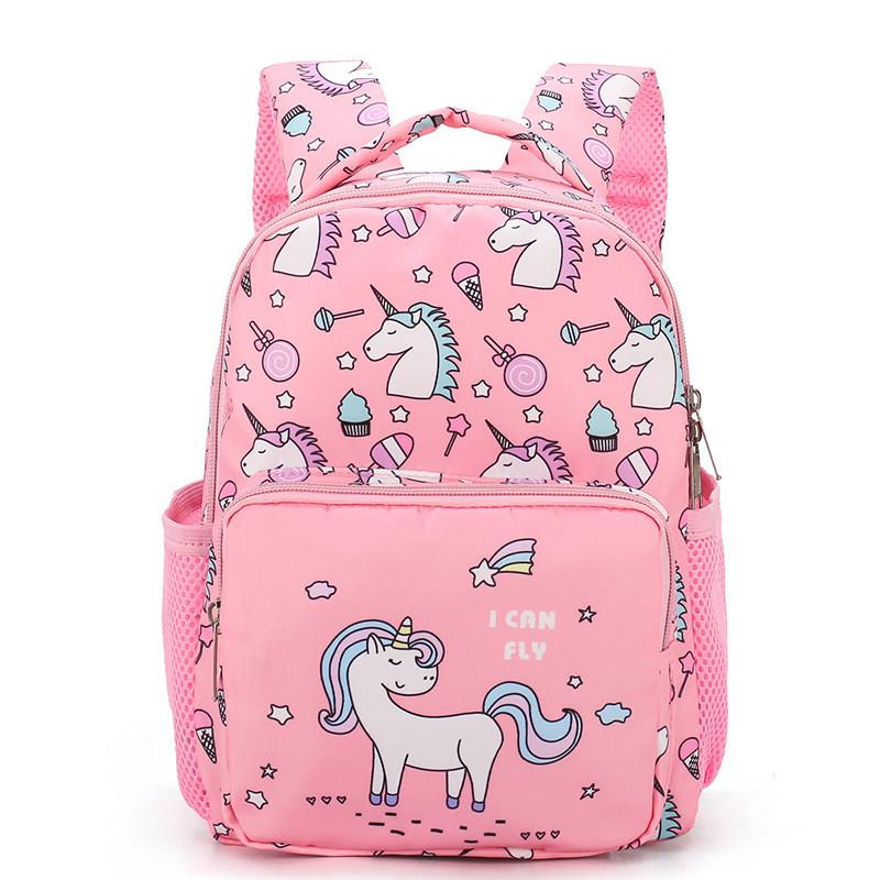 Unicorn Cartoon Printed Backpack Nylon Construction Suitable For Children Daily