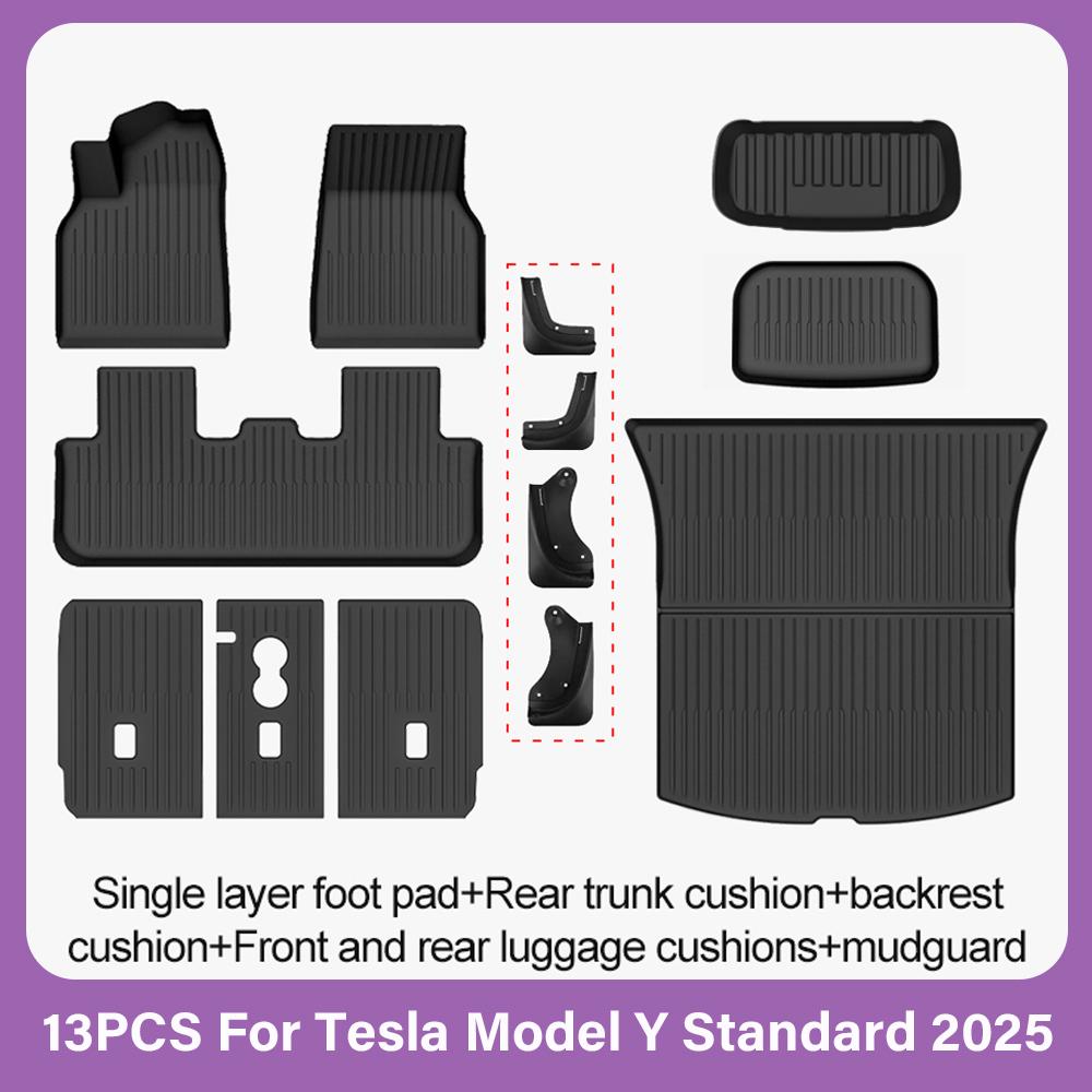 TPE Floor Mats For Tesla New Model Y Standard 2025 2026 Waterproof Luggage All Weather Full Set Mat Foot Pads Model Y Trunk Mats
