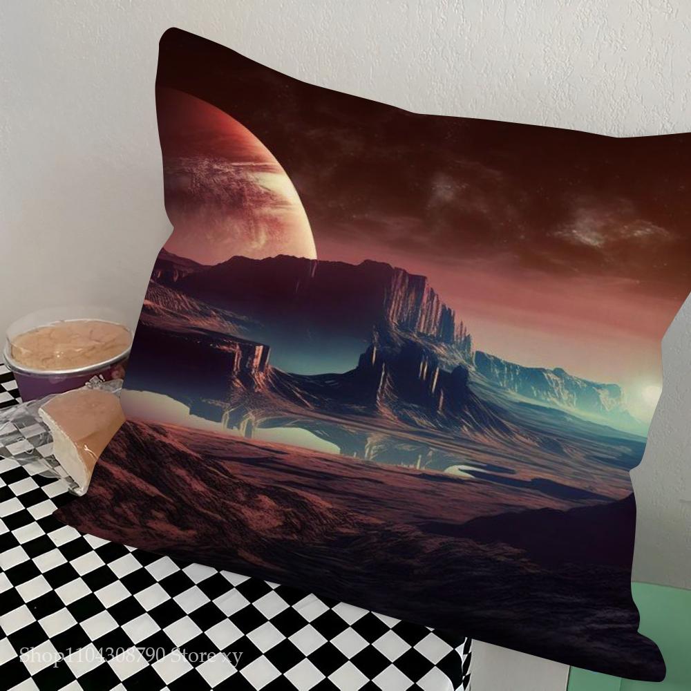1pc Planets The Solar System Mars Saturn Moon Pillow Case Square Bedroom Sofa Leisure Comfort Cushion Car Living Home Decoration