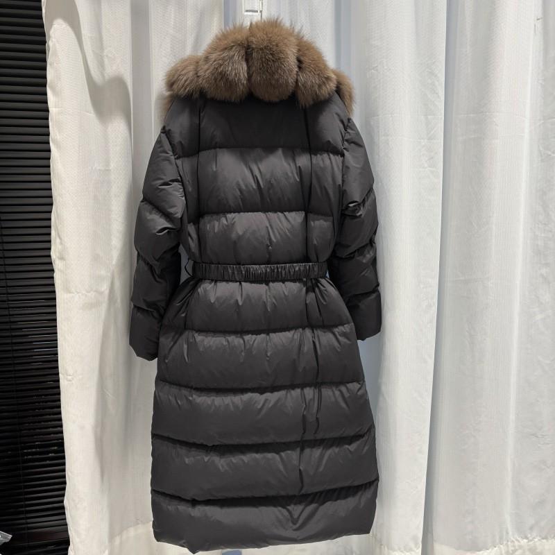 Womens Winter Down Coat With V-Neck Slim Fit Mid-Length 50% Duck Fill Thick Warm Outerwear Cold Season