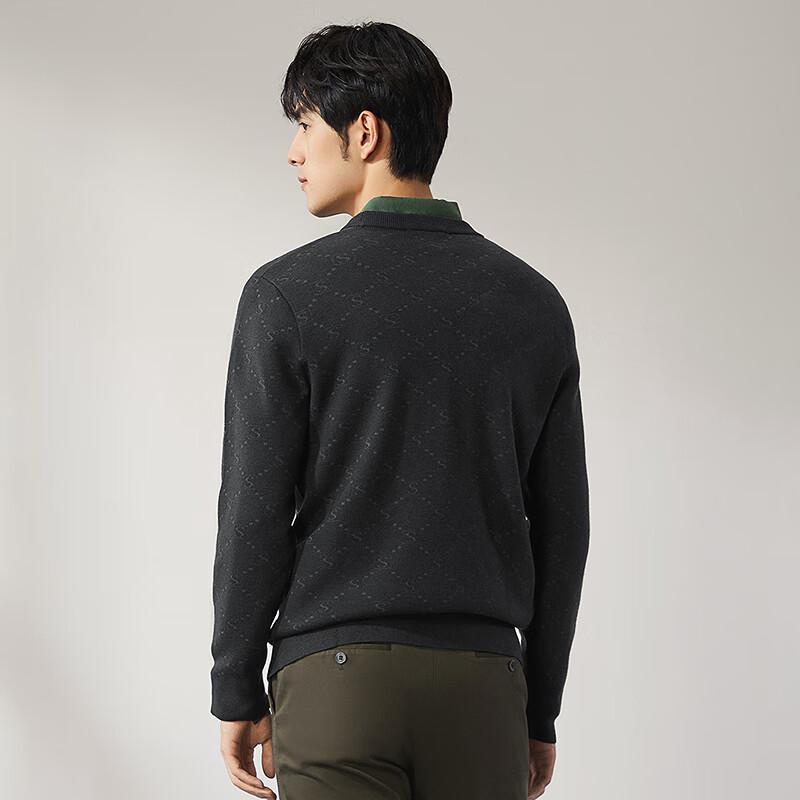 

Septwolves Men s Machine Washable Wool Blend Jacquard Round Neck Sweater M