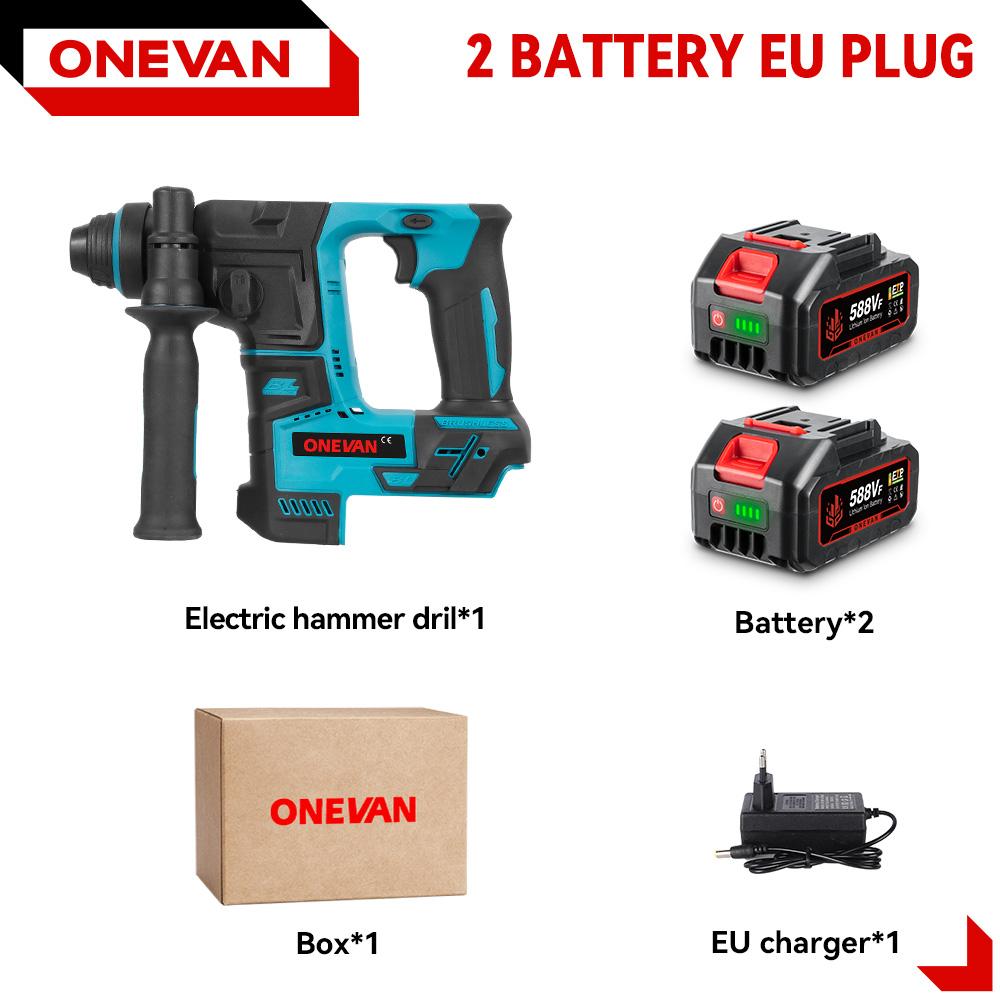 ONEVAN Bürstenloser Elektro-Schlagbohrhammer Tragbar 24MM Multifunktions-Akku-Bohrhammer-Werkzeug Für Makita 18V Akku Stift