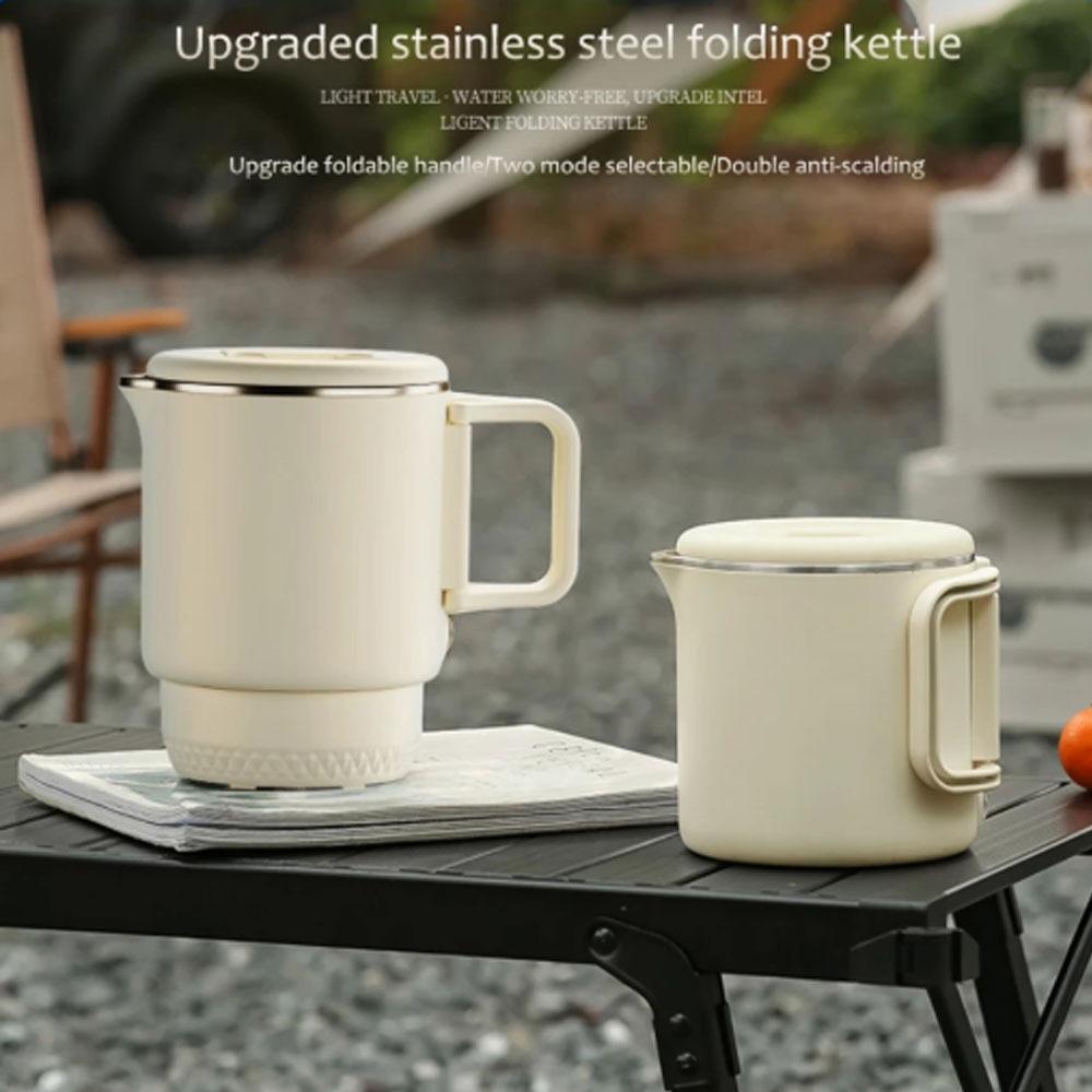 

Upgraded New 800ml Electric Kettle Portable 304 Stainless Steel Mini Kettle Detachable Foldable Small Heater Outdoor белый
