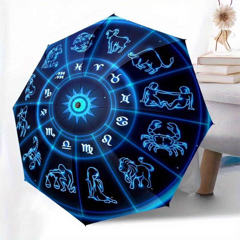 Zodiac Wheel Astrology Chart Horoscope DecorUmbrella, Portable 3-Fold Compact Umbrella for Men & Women Gift