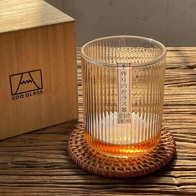 Japanese Creative Glass Cup Juice Drink Coffee Cup Vertical Pattern Transparent Whisky Glass Handmade