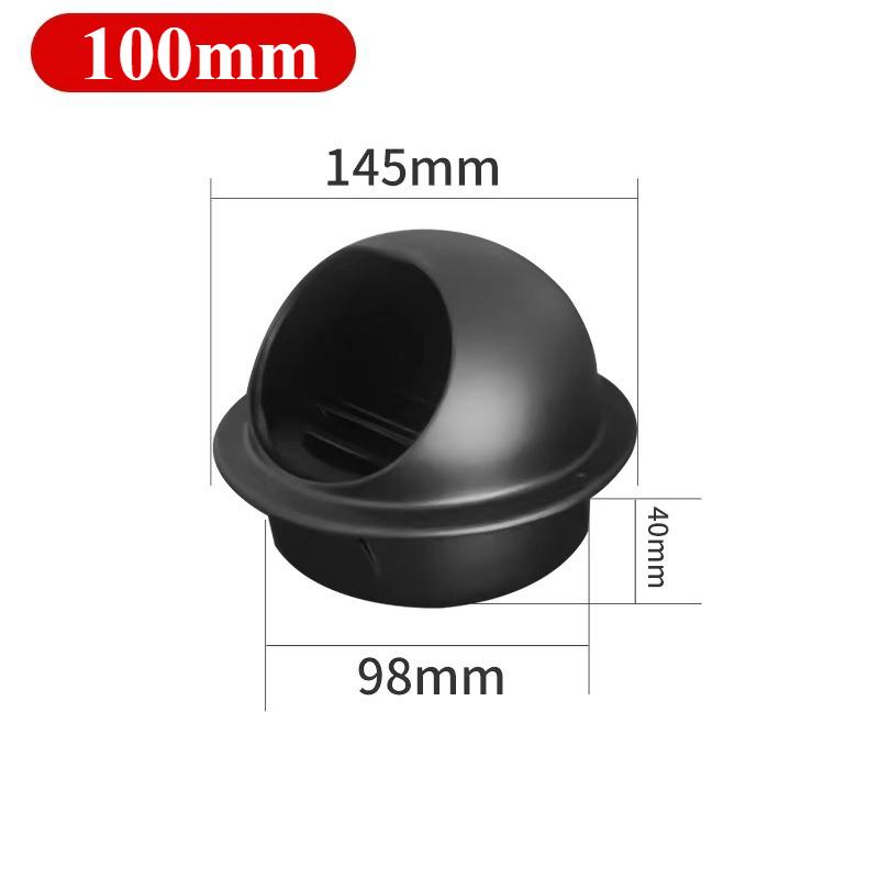 60 Mm ~ 200 Mm Stainless Steel Black Exhaust Hood Wall Wall Vent Cap with Built-in Fine Mesh Air Vent Outlet Grille Louvres